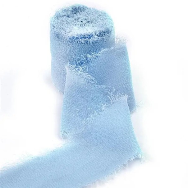 Gerafelde Chiffon Lint 5 m Decoratief Lint voor Geschenken Vintage Lint voor Bruiloftsdecoratie Handgemaakte Creatieve Arrangement Elegante Decoratie azuurblauw