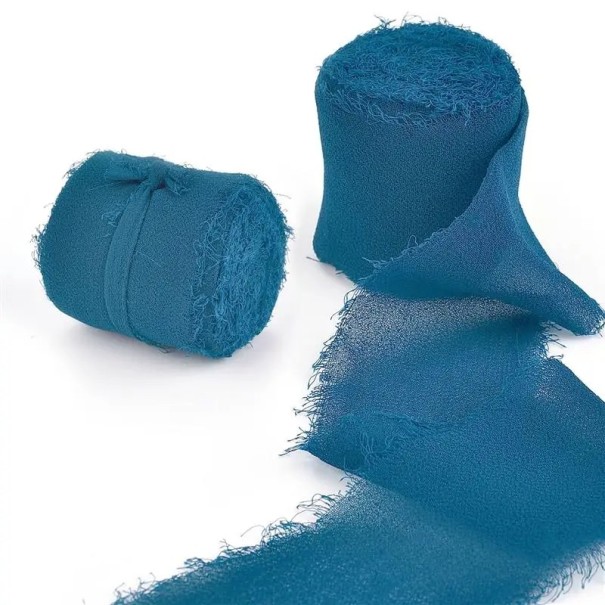 Gerafelde Chiffon Lint 5 m Decoratief Lint voor Geschenken Vintage Lint voor Bruiloftsdecoratie Handgemaakte Creatieve Arrangement Elegante Decoratie blauw