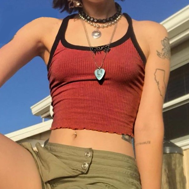 Geripptes kurzes Tanktop für Damen S