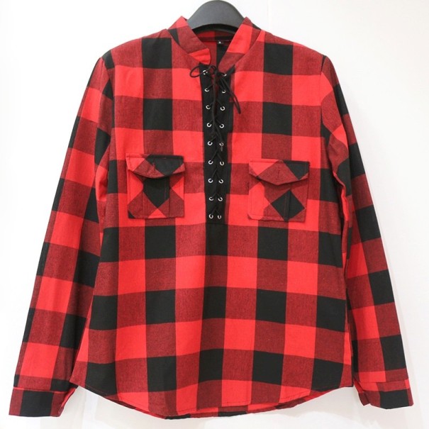 Geruite blouse voor dames rood XXL