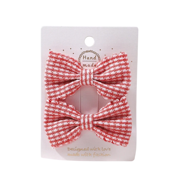 Geruite haarstrik 2 stuks strikclips 6,4 x 3,8 cm Elegante accessoire haarspelden met strik Stijlvol kapsel Leuke haaraccessoires rood