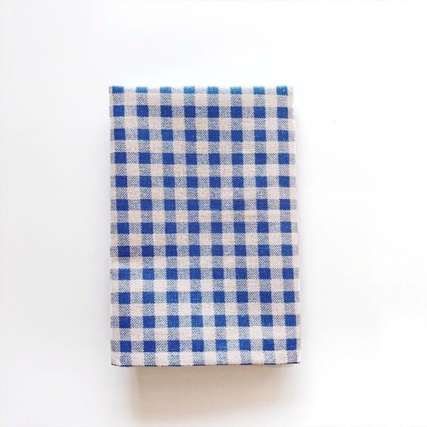Geruite katoenen theedoek blauw