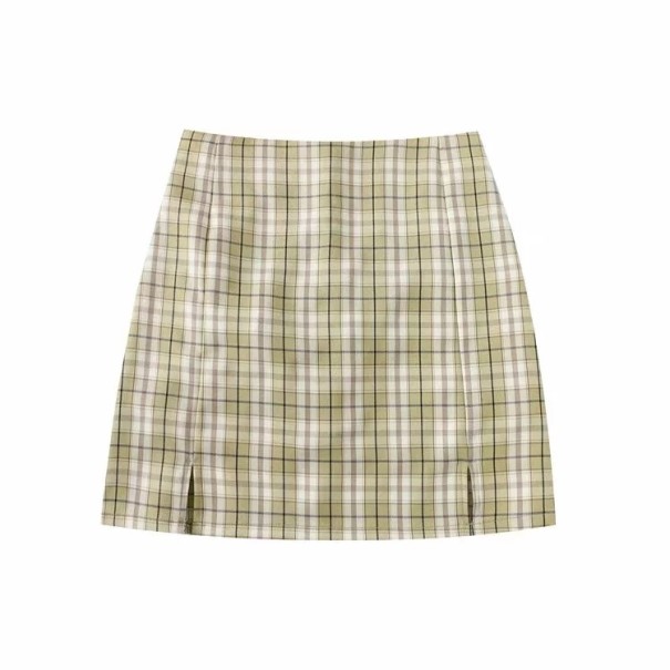 Geruite minirok voor dames groen L