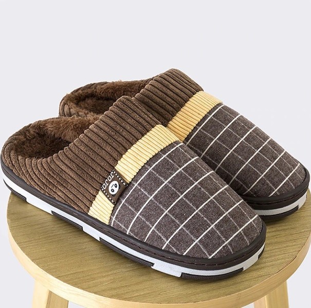 Geruite pantoffels voor heren bruin 44