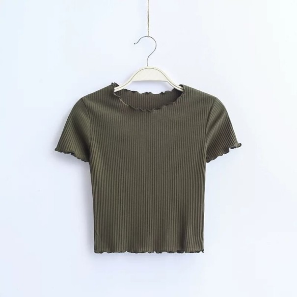 Gerüschtes Crop-Top für Damen armeegrün S