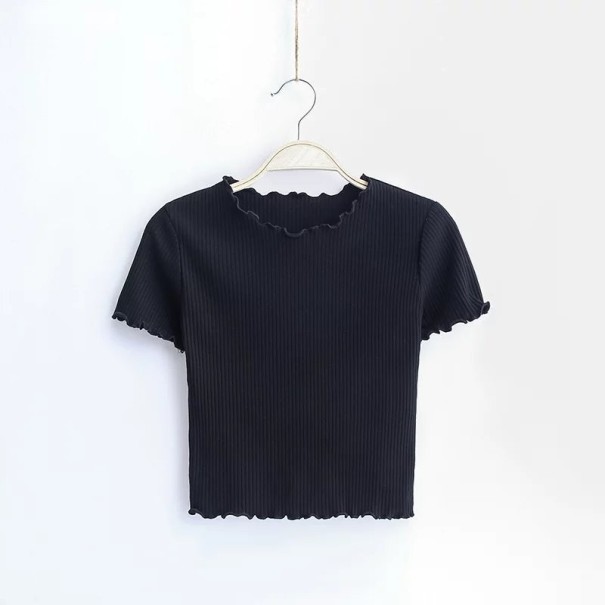 Gerüschtes Crop-Top für Damen schwarz M