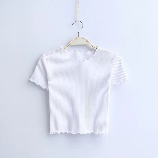 Gerüschtes Crop-Top für Damen weiß S