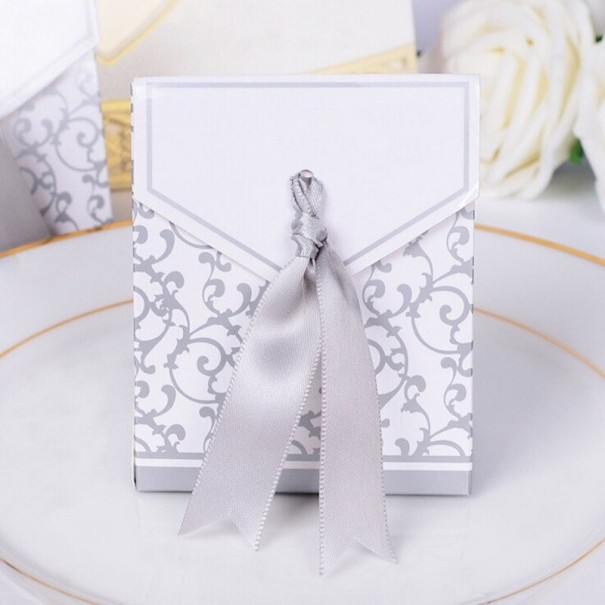 Geschenkdoos met strik 10 stuks zilver