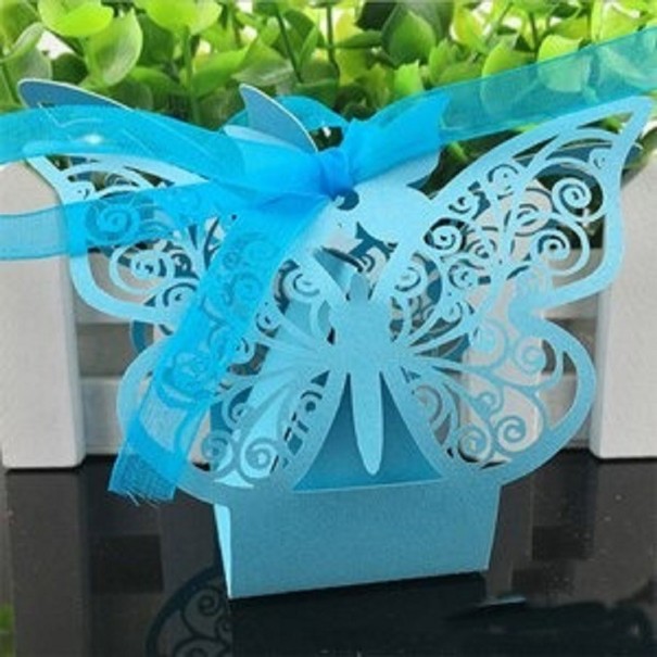 Geschenkdoos met vlinder 10 stuks blauw