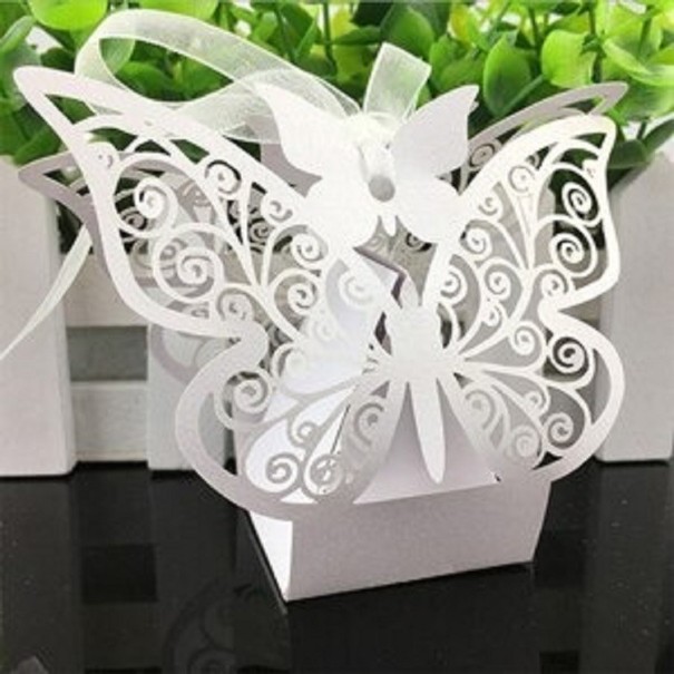 Geschenkdoos met vlinder 10 stuks wit