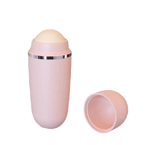 Gesichtsöl absorbierender Massageball, Vulkanstein, Gesichtsöl absorbierender Roller, Gesichtsporenreinigungsroller, 8 x 3 cm rosa