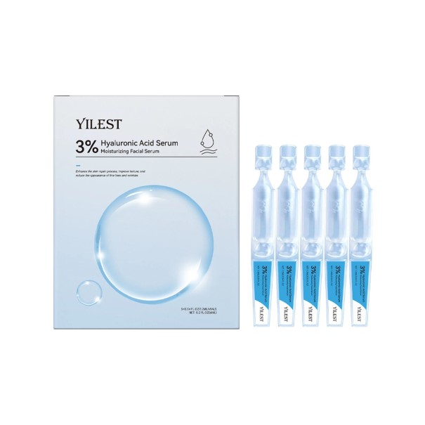 Gesichtss serum in Ampullen 5 x 1,2 ml mit 3% Hyaluronsäure Hydratation und Glättung der Haut Einzeldosen Für Gesicht und Hals