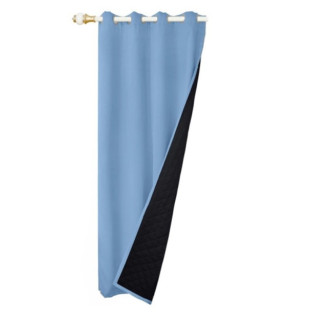 Gesteppte 100 % Verdunkelungsvorhänge, fensterisolierte Vorhänge zur Geräuschreduzierung, Winter-Hochleistungs-Ring-Hängevorhänge, doppellagiger Isoliervorhang, 132 x 160 cm blau