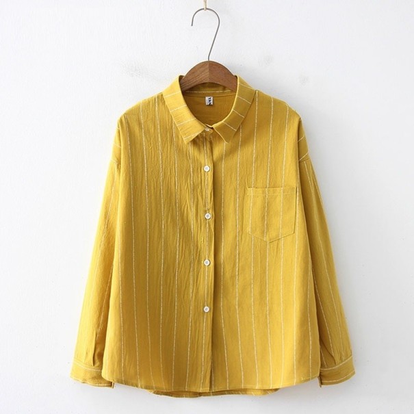 Gestreept damesshirt met lange mouwen geel