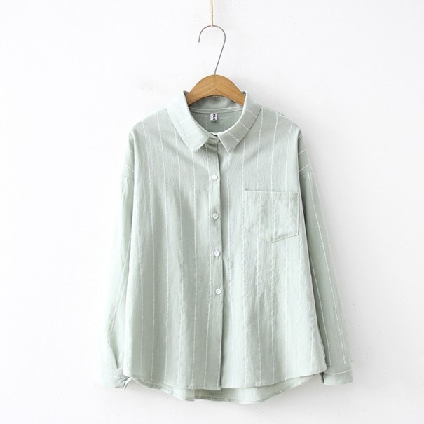 Gestreept damesshirt met lange mouwen lichtgroen