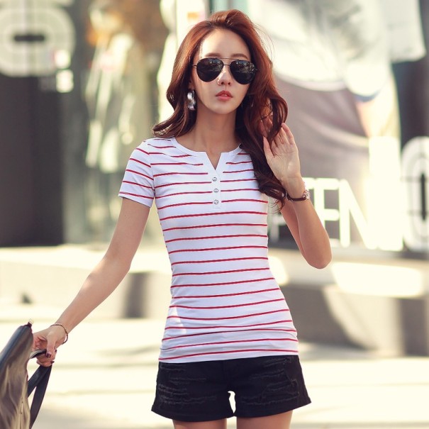Gestreept poloshirt voor dames M 1