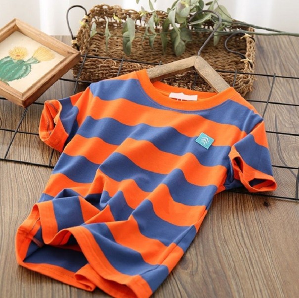 Gestreept T-shirt voor jongens oranje 4