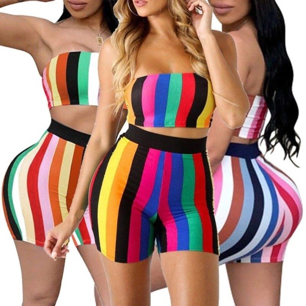 Gestreepte crop top en short voor dames