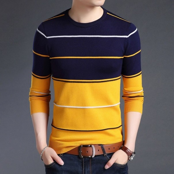Gestreepte herentrui F173 donkerblauw S