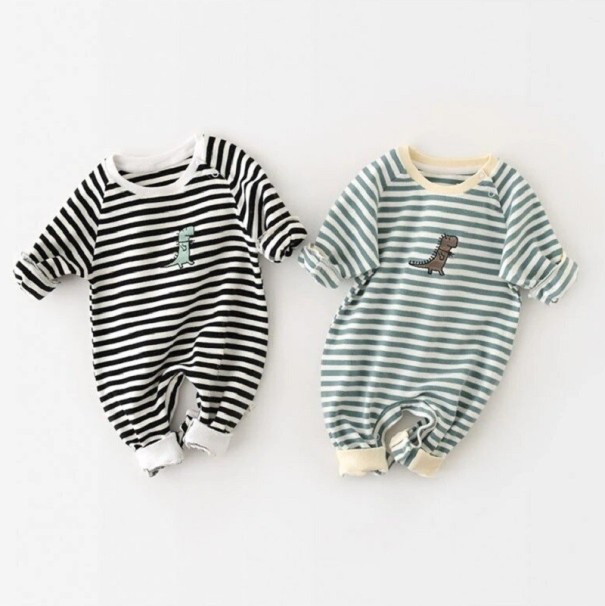 Gestreepte jumpsuit voor baby&#39;s met dinosaurus T2739