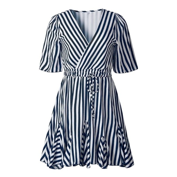 Gestreepte mini-jurk donkerblauw M