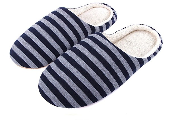 Gestreepte pantoffels donkerblauw voor dames