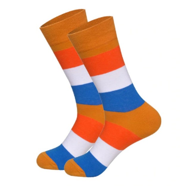 Gestreepte sokken voor heren oranje