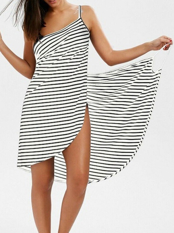 Gestreepte zomerjurk voor dames P1174 wit XL