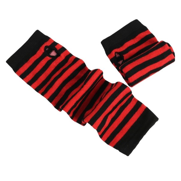 Gestreifte fingerlose Damenhandschuhe 1