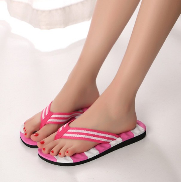 Gestreifte Flip-Flops für Damen rosa 37