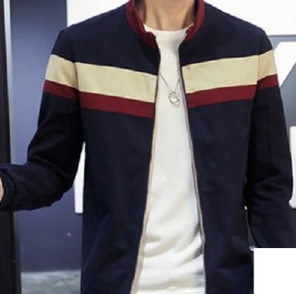 Gestreifte Herrenjacke für Frühling/Herbst J2595 blau S