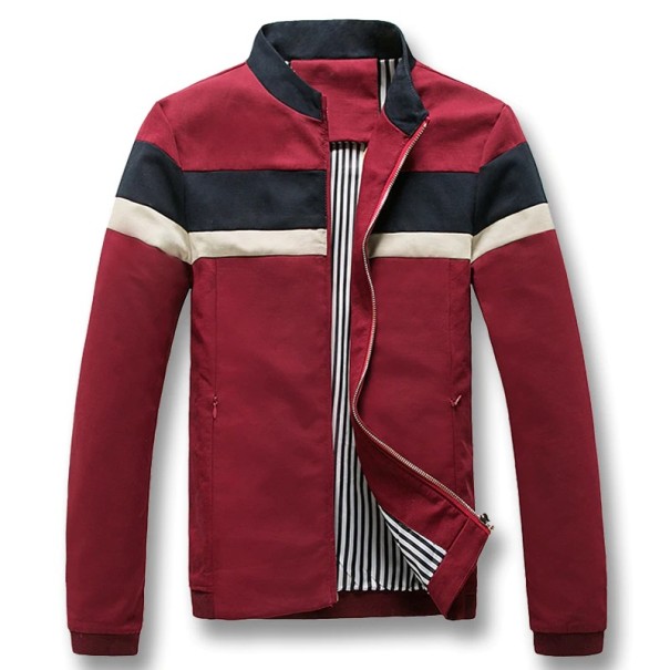 Gestreifte Herrenjacke für Frühling/Herbst J2595 rot L