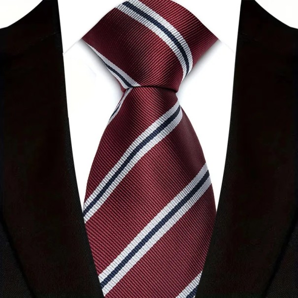 Gestreifte rote Herrenkrawatte 145 x 8 cm Elegante Krawatte Stilvolles Herrenaccessoire Geschäftliche und gesellschaftliche Anlässe Hochwertiges 1