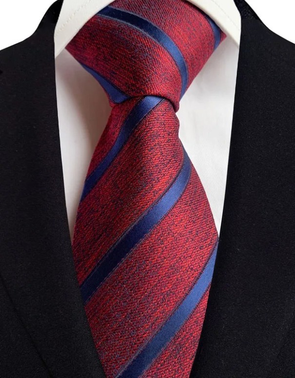 Gestreifte rote Herrenkrawatte 145 x 8 cm Hochwertiges Material Elegante Krawatte Stilvolles Herrenaccessoire Geschäftliche und gesellschaftliche 1