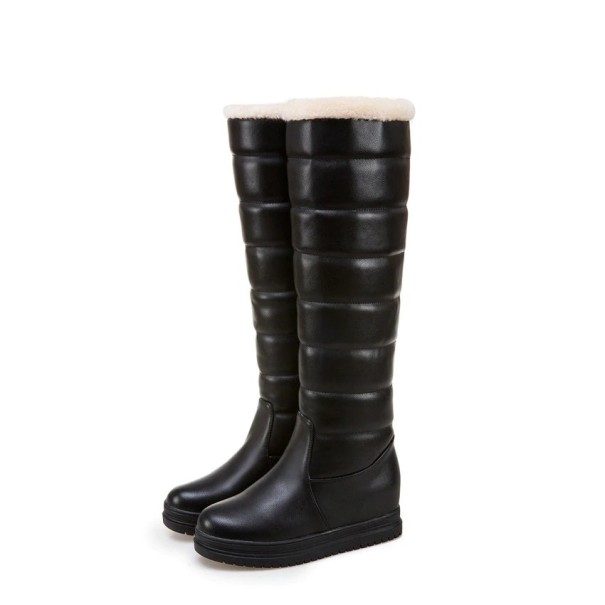 Gestreifte Winterstiefel für Damen J1822 schwarz 34