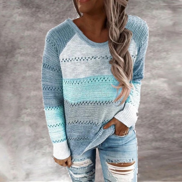 Gestreifter Damen-Strickpullover G397 3XL 3