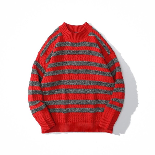 Gestreifter Herrenpullover F174 rot L