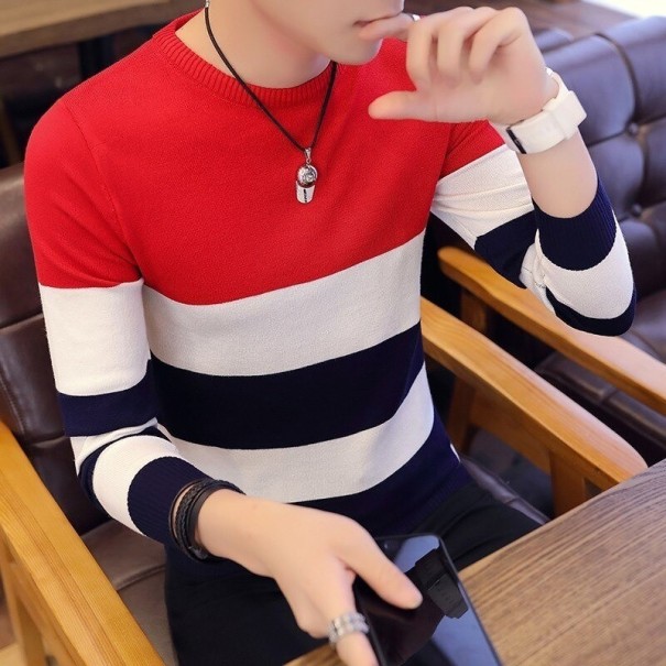 Gestreifter Herrenpullover rot XS