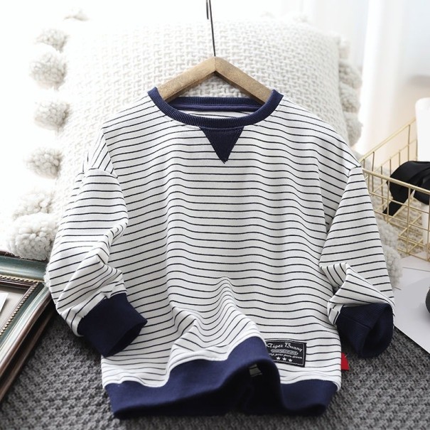 Gestreifter Kinderpullover L581 dunkelblau 6