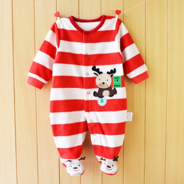 Gestreifter Rentier-Jumpsuit für Kleinkinder – Rot 3-6 Monate