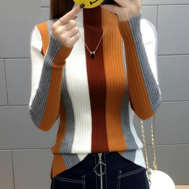 Gestreifter Rollkragenpullover für Damen L 1