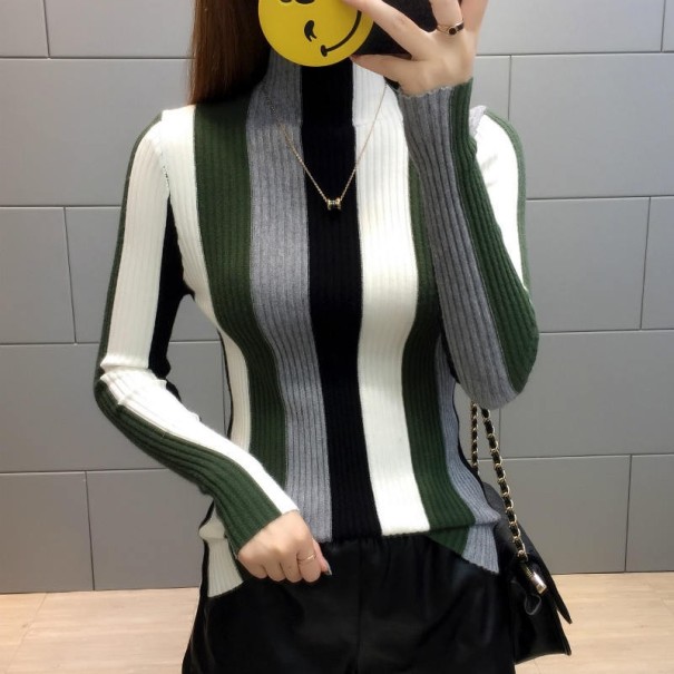 Gestreifter Rollkragenpullover für Damen L 2
