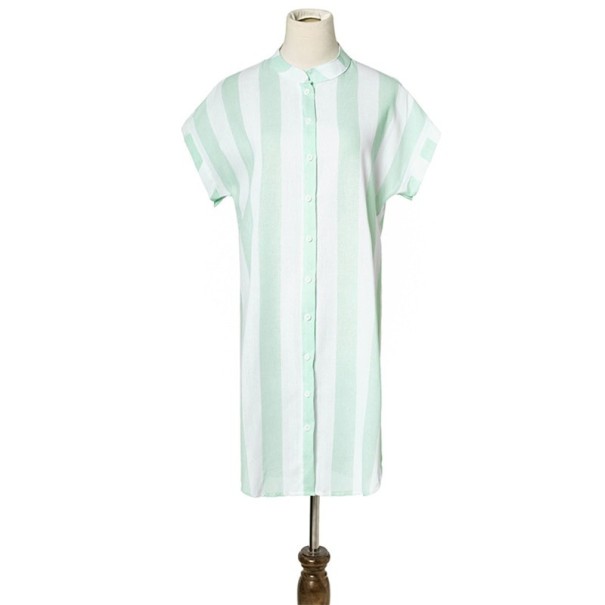 Gestreiftes Hemd-Minikleid grün XS