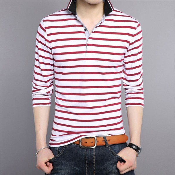 Gestreiftes Herren-Poloshirt J2613 rot XXL