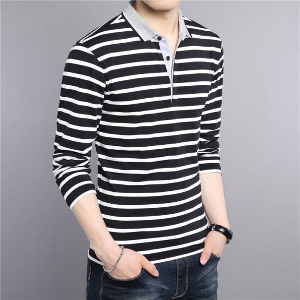 Gestreiftes Herren-Poloshirt J2613 schwarz M