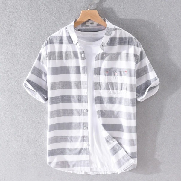 Gestreiftes Herrenhemd F572 grau M
