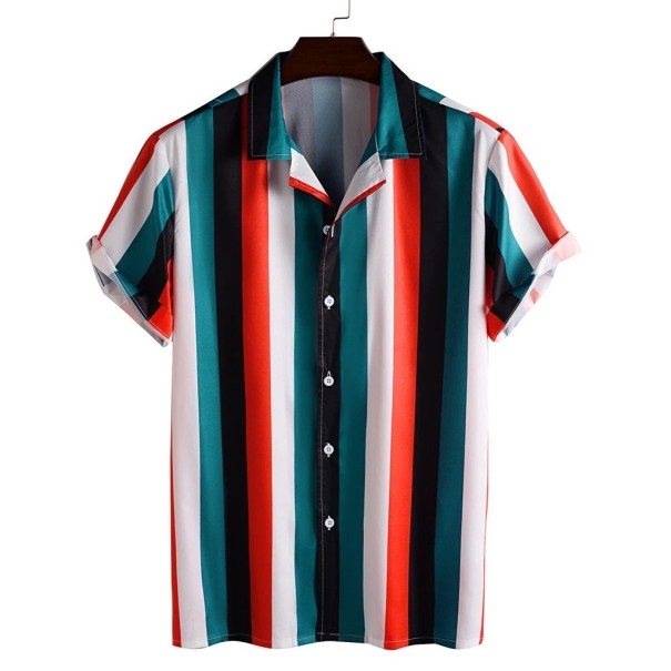 Gestreiftes Herrenhemd F577 rot M