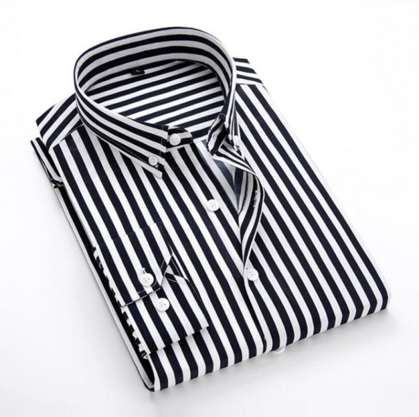 Gestreiftes Herrenhemd F667 schwarz XL
