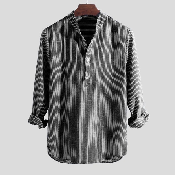 Gestreiftes Herrenhemd schwarz XS