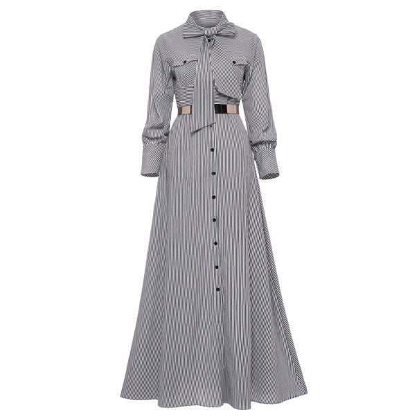 Gestreiftes Kleid mit Kragen S